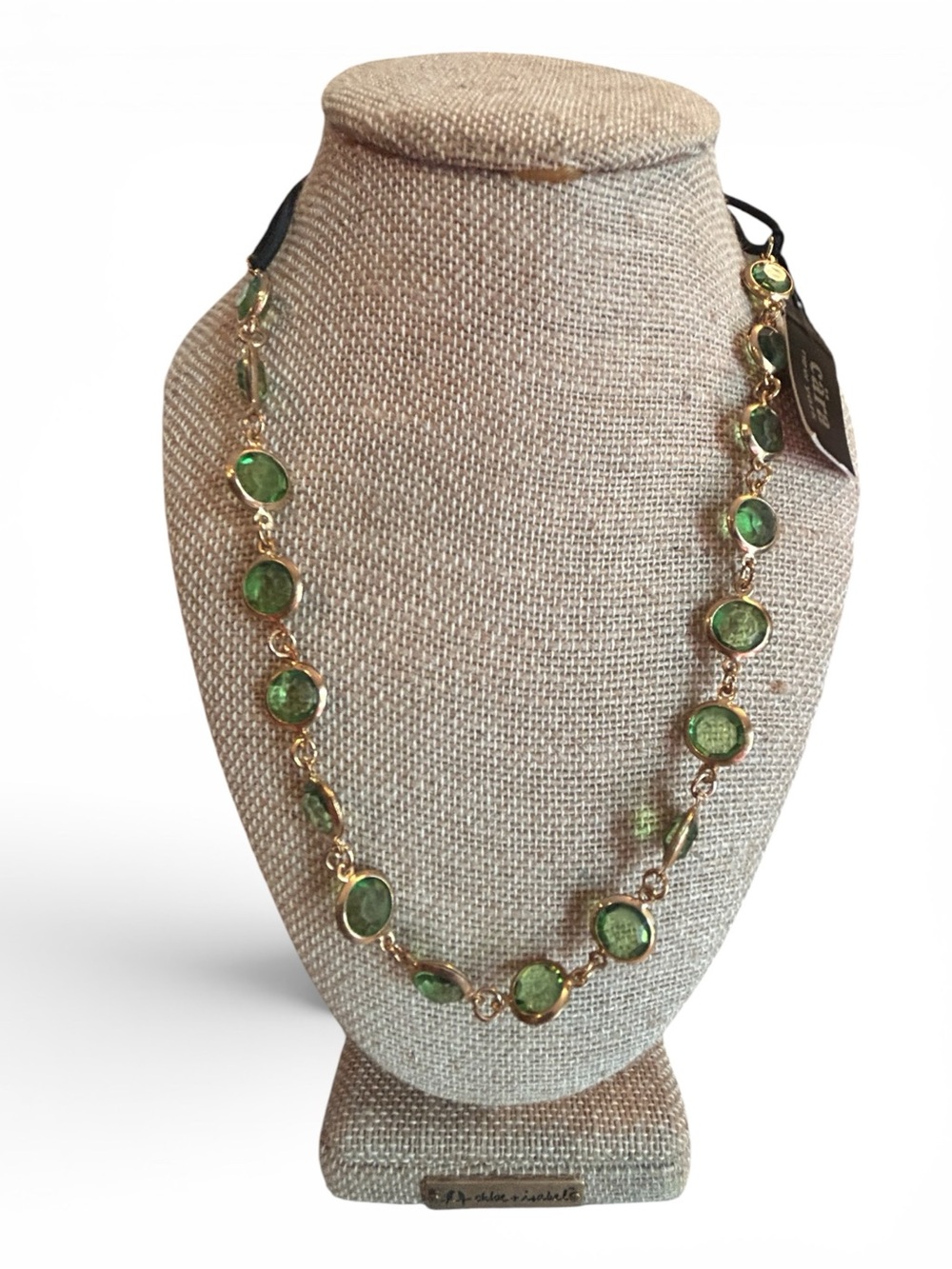 Cara New York Gold-Tone Necklace with Green Gemstone Accents